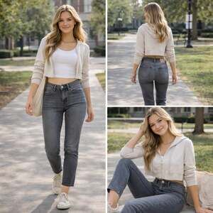 Levi’s Wedgie Straight Jeans Grey High Rise W24 L28 Vintage Fit Denim